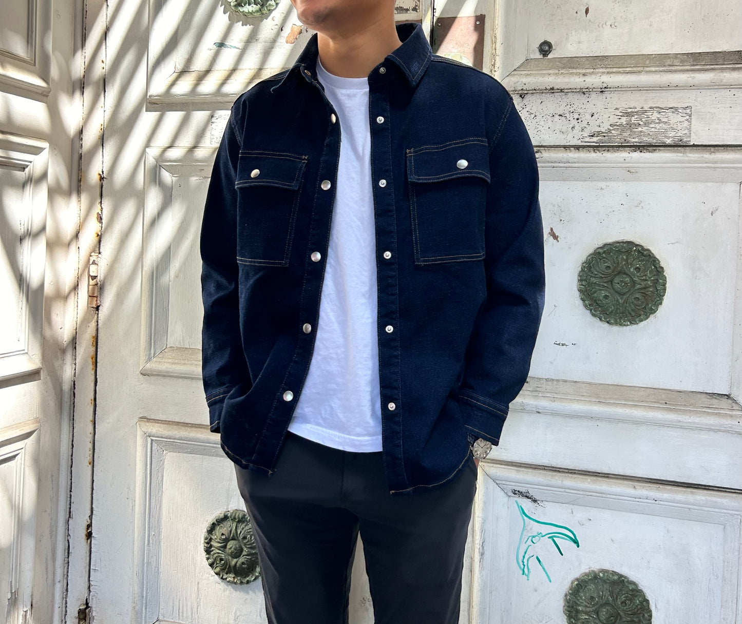 The Oversized Dark Denim Jacket
